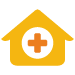 Drawing of a hospital with a plus sign in the middle Drawing of a hospital with a plus sign in the middle