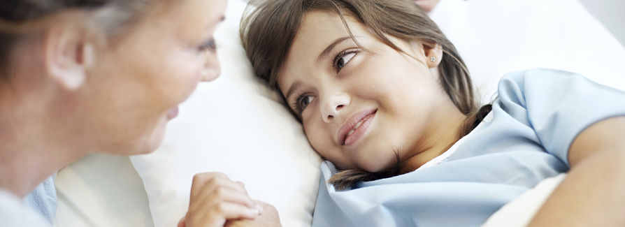 Child in hospital bed