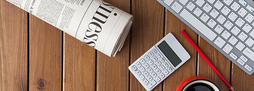 Newspaper and keyboard