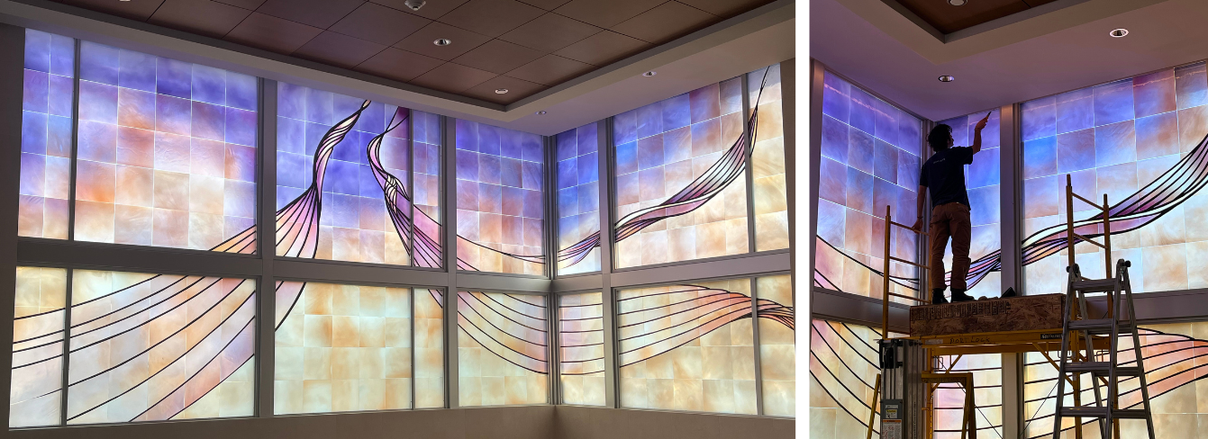 Stained Glass installation at the Swanson Family Chapel at French Hospital