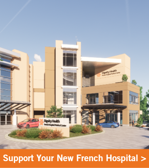 Rendering of Your New French Hospital. Copy reads "Support Your New French Hospital".