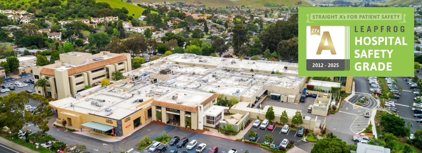 Aerial view of French Hospital with the 2025 Leapfrog Logo overlaid