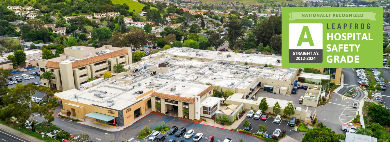Aerial view of French Hospital with the 2024 Leapfrog Logo overlaid