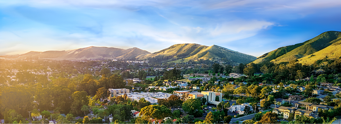 Panoramic photo of San Luis Obispo with French Hospital in the foreground Panoramic photo of San Luis Obispo with French Hospital in the foreground