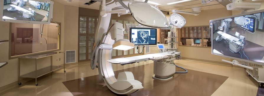 An architectural rendering of an MRI room, clean, bright and modernized